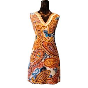 EUC Laundry by Shelli Segal LA, Paisley Dress Size 10 includes accessory.